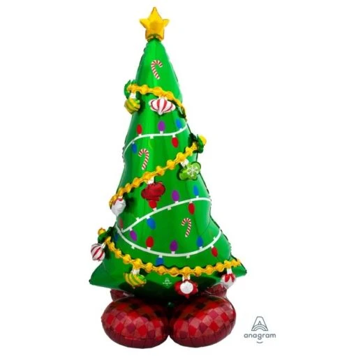 Globo Árbol De Navidad Con Base Sin Helio 149cm