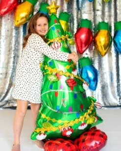 Globo Árbol De Navidad Con Base Sin Helio 149cm -fiestafacil Ventas 0034843 globo arbol de navidad con base sin helio 149cm