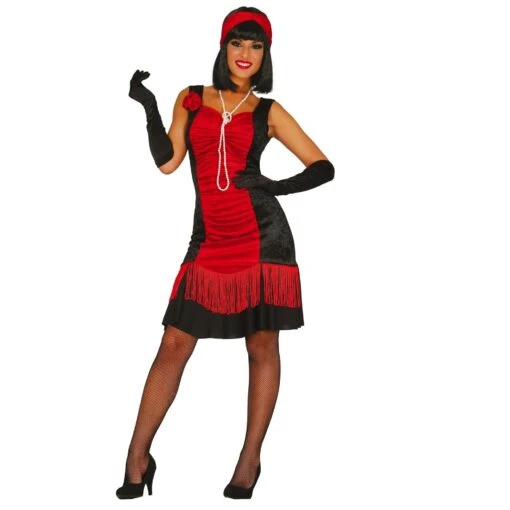 Disfraz Charleston Rojo Y Negro (Talla 38-40)