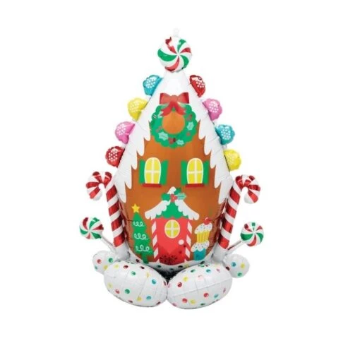 Globo Casa De Galleta Navideña Con Base Sin Helio (129cm)