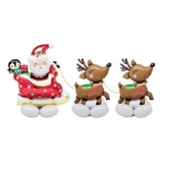 Globos Santa Claus Con Renos XXL Con Base Sin Helio 251cm (3 Uds.)